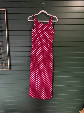Vintage Red Polka Dot Slip Dress - Classic Sleeveless Midi